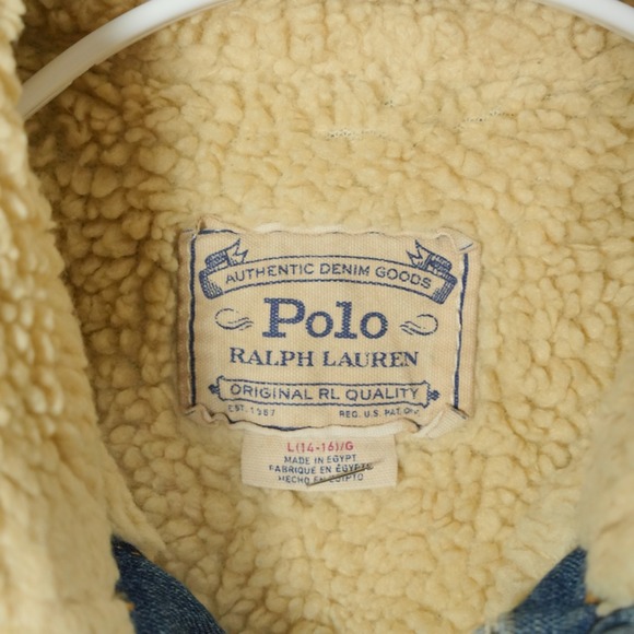 Vtg Polo Jeans Co. Ralph Lauren USA Flag Denim Jacket Youth L Women's S/Petite?? - Picture 9 of 16